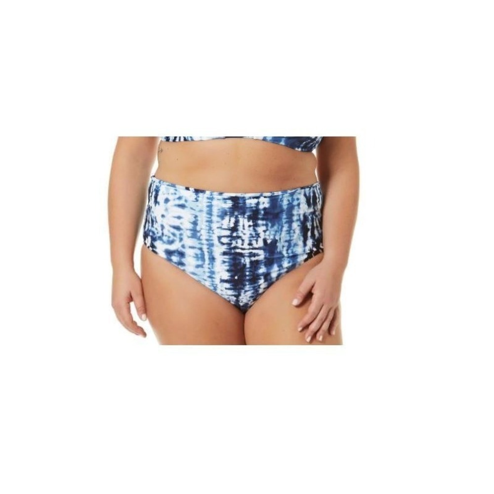 NEW Time‎ & Tru Blue Tie Dye High Waist Fold Over Swim Bottom Plus sz 2X 20W-22W